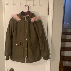 Wonder Nation girl bomber jacket w/ pink fur hood